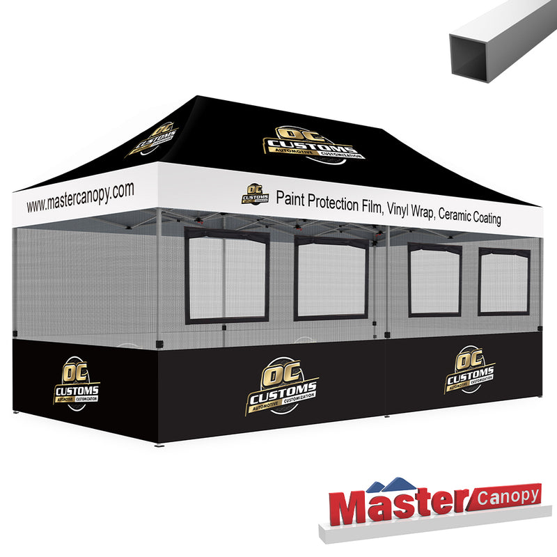 Load image into Gallery viewer, Custom Canopy Tent Food Booth with Serving Windows &amp; Mesh
