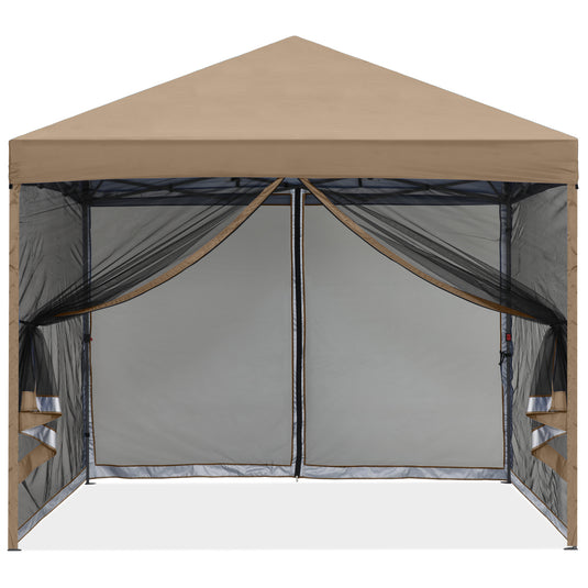 Leisure Sports Pop-Up Easy Setup Outdoor Canopy Tent with Netting Screen Walls - 8x8, 10x10