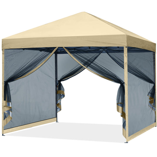 Leisure Sports Pop-Up Easy Setup Outdoor Canopy Tent with Netting Screen Walls - 8x8, 10x10