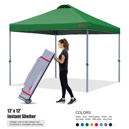 Leisure Sports Durable Ez Pop-Up Canopy Tent with Vented Top - 8x8, 10x10, 12x12