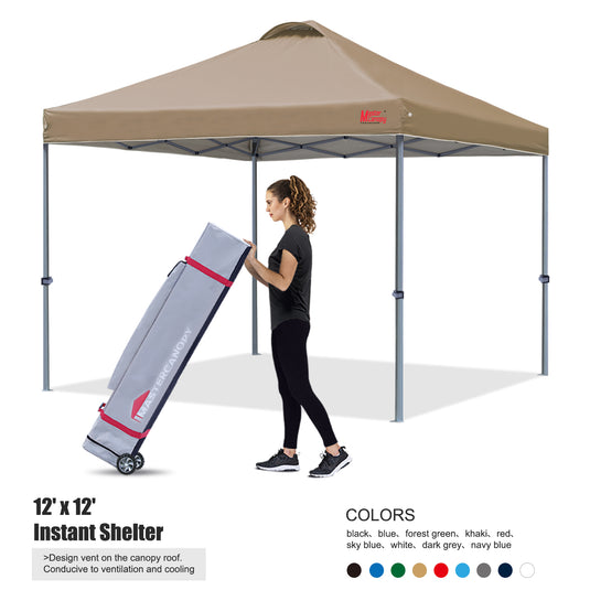 Leisure Sports Durable Ez Pop-Up Canopy Tent with Vented Top - 8x8, 10x10, 12x12