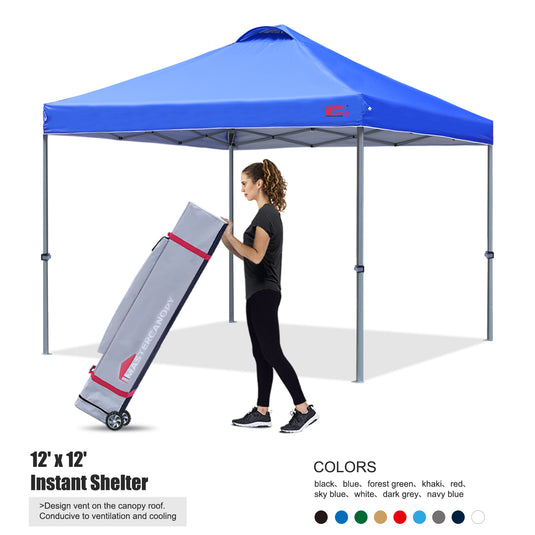 Leisure Sports Durable Ez Pop-Up Canopy Tent with Vented Top - 8x8, 10x10, 12x12