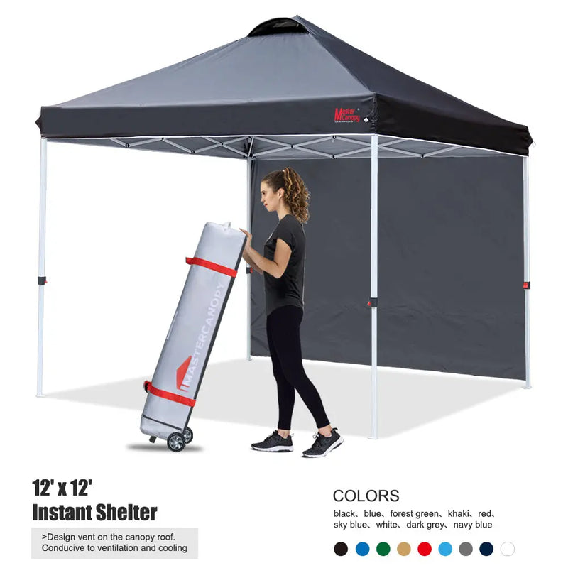Load image into Gallery viewer, Leisure Sports Durable Ez Pop-Up Canopy Tent with One Sidewall - 8x8, 10x10, 12x12
