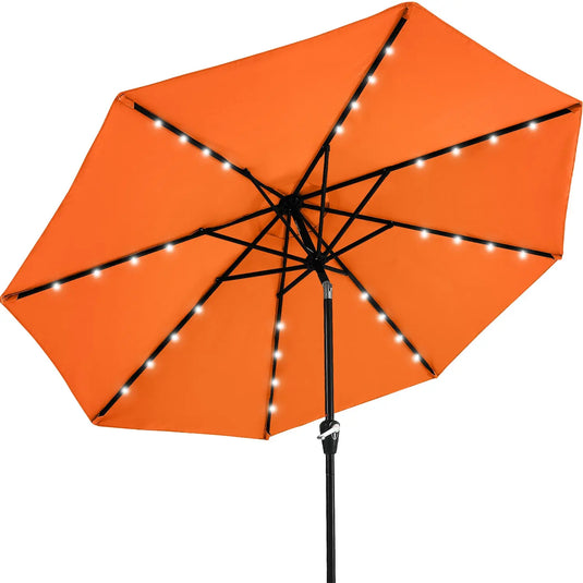 MASTERCANOPY Patio Umbrella with 32 Solar LED Lights 6/8 Ribs-CA