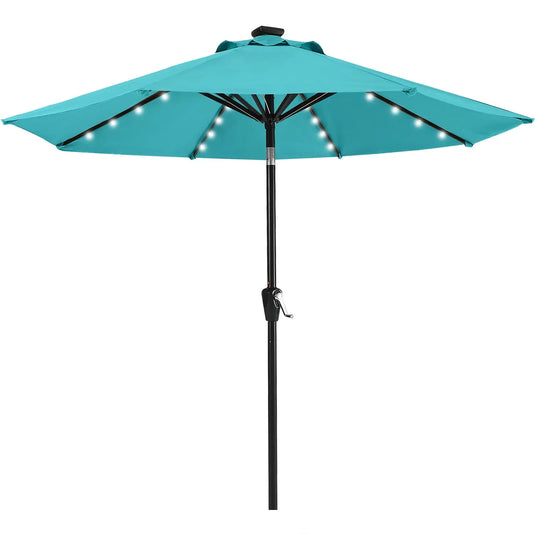 MASTERCANOPY Patio Umbrella with 32 Solar LED Lights 6/8 Ribs-CA