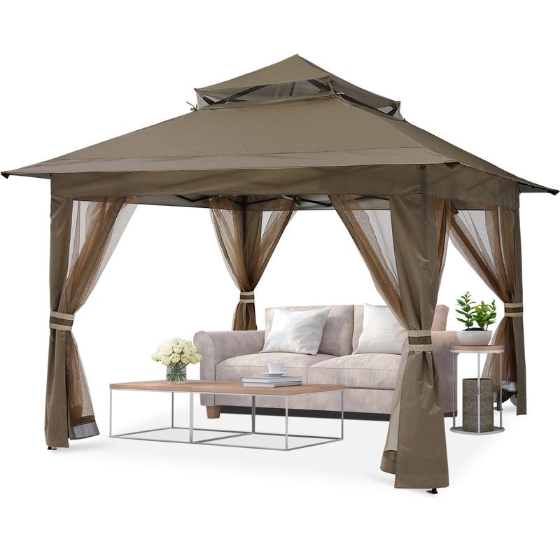 Load image into Gallery viewer, 13x13 Patio Gazebo Outdoor Pop Up Gazebo with Mesh Walls
