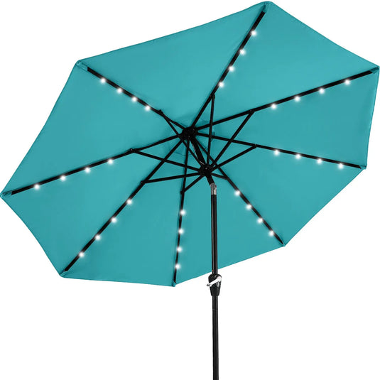 MASTERCANOPY Patio Umbrella with 32 Solar LED Lights 6/8 Ribs-CA