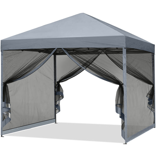 Leisure Sports Pop-Up Easy Setup Outdoor Canopy Tent with Netting Screen Walls - 8x8, 10x10