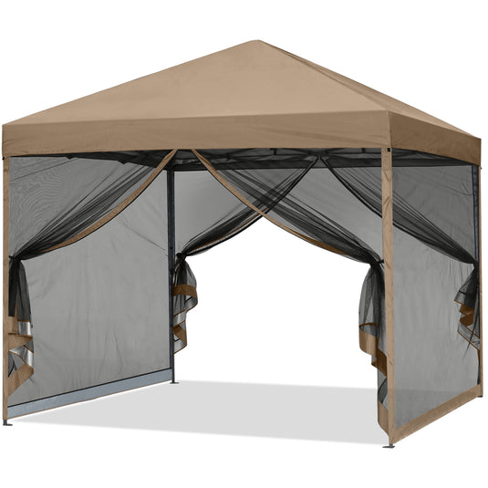 Leisure Sports Pop-Up Easy Setup Outdoor Canopy Tent with Netting Screen Walls - 8x8, 10x10