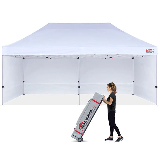 Mastercanopy Lite-30 Commercial Pop-Up Canopy Tent with Sidewalls-CA - 10x15, 10x20