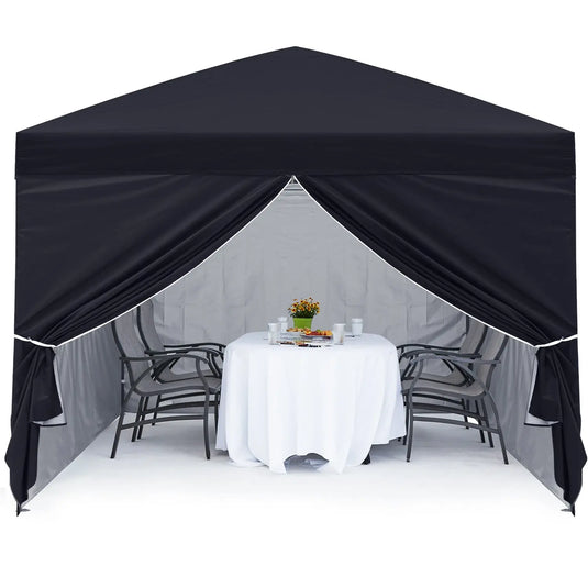 10x10 Leisure Sports Pop-Up Canopy Tent with Church Window Sidewalls-CA