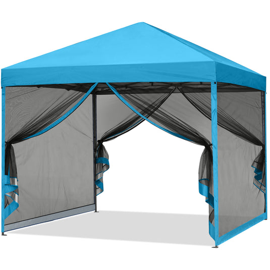 Leisure Sports Pop-Up Easy Setup Outdoor Canopy Tent with Netting Screen Walls - 8x8, 10x10