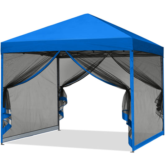 Leisure Sports Pop-Up Easy Setup Outdoor Canopy Tent with Netting Screen Walls - 8x8, 10x10