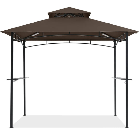 8x5 Grill Gazebo Outdoor BBQ Gazebo Canopy with 2 LED Lights-CA