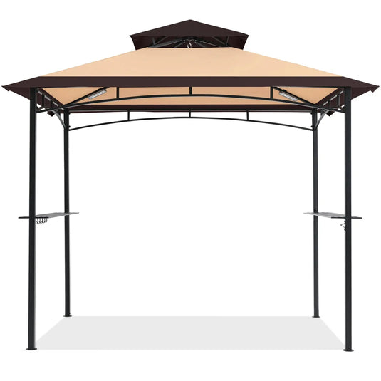 8x5 Grill Gazebo Outdoor BBQ Gazebo Canopy with 2 LED Lights-CA
