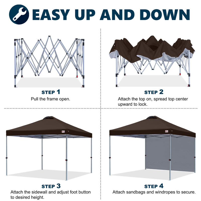 Load image into Gallery viewer, Leisure Sports Durable Pop-Up Canopy Tent with Sidewall - 8x8, 10x10
