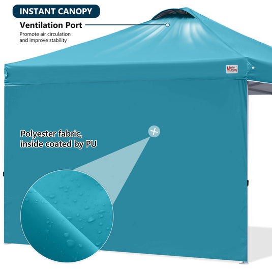 Leisure Sports Durable Pop-Up Canopy Tent with Sidewall - 8x8, 10x10