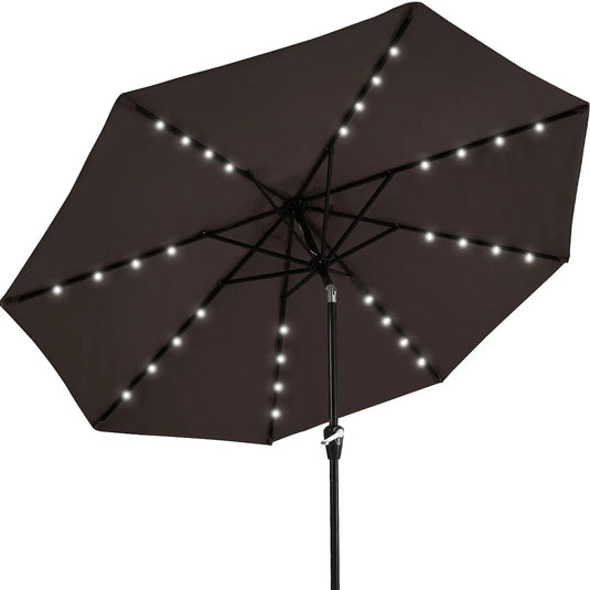 MASTERCANOPY Patio Umbrella with 32 Solar LED Lights 6/8 Ribs-CA
