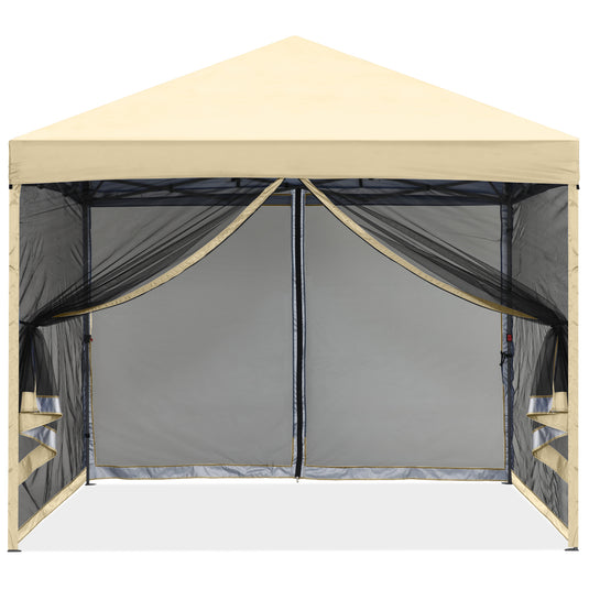 Leisure Sports Pop-Up Easy Setup Outdoor Canopy Tent with Netting Screen Walls - 8x8, 10x10