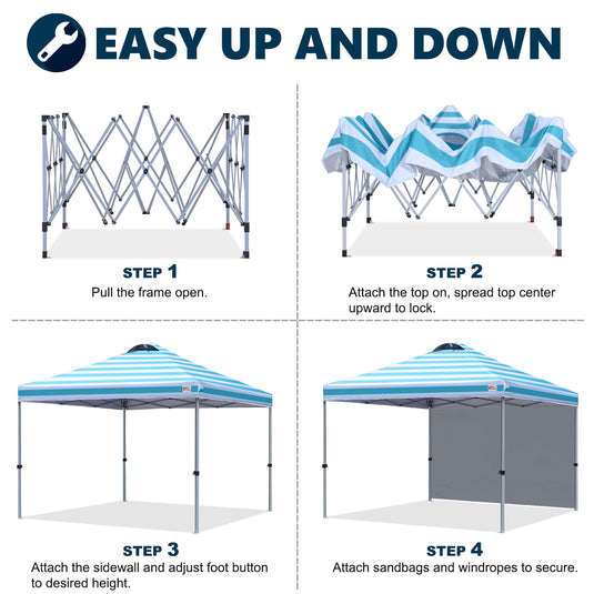 Leisure Sports Durable Pop-Up Canopy Tent with Sidewall - 8x8, 10x10