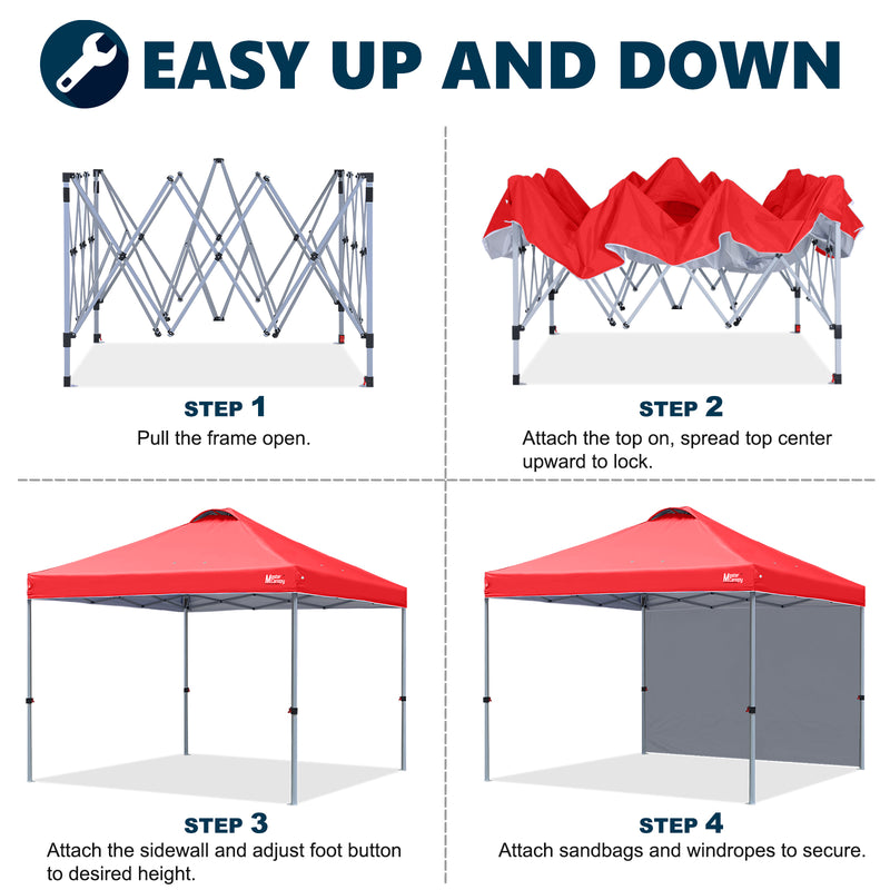 Load image into Gallery viewer, Leisure Sports Durable Ez Pop-Up Canopy Tent with One Sidewall - 8x8, 10x10, 12x12
