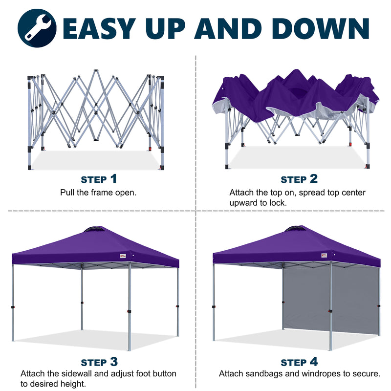 Load image into Gallery viewer, Leisure Sports Durable Pop-Up Canopy Tent with Sidewall - 8x8, 10x10

