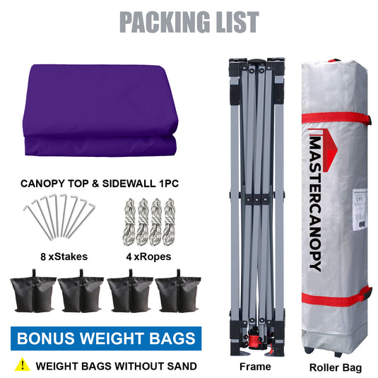 Leisure Sports Durable Pop-Up Canopy Tent with Sidewall - 8x8, 10x10