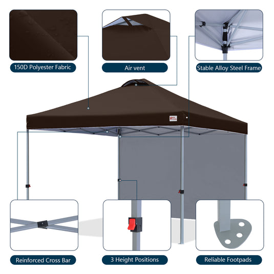 Leisure Sports Durable Pop-Up Canopy Tent with Sidewall - 8x8, 10x10