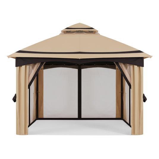 8x8/10x10/10x12 Outdoor Double Soft-Top Patio Gazebo with Mosquito Netting