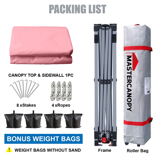 Leisure Sports Durable Pop-Up Canopy Tent with Sidewall - 8x8, 10x10