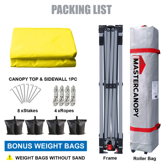 Leisure Sports Durable Pop-Up Canopy Tent with Sidewall - 8x8, 10x10