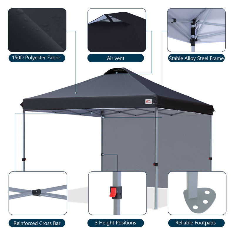 Load image into Gallery viewer, Leisure Sports Durable Ez Pop-Up Canopy Tent with One Sidewall - 8x8, 10x10, 12x12
