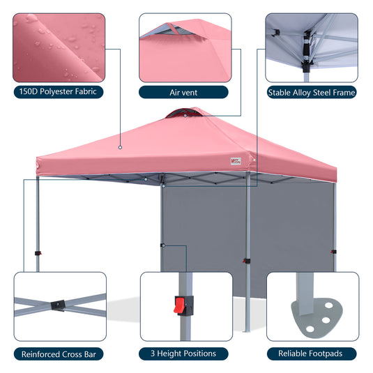 Leisure Sports Durable Pop-Up Canopy Tent with Sidewall - 8x8, 10x10