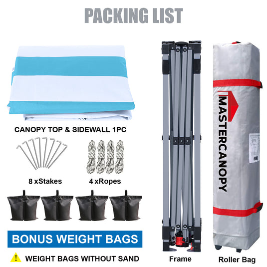 Leisure Sports Durable Pop-Up Canopy Tent with Sidewall - 8x8, 10x10
