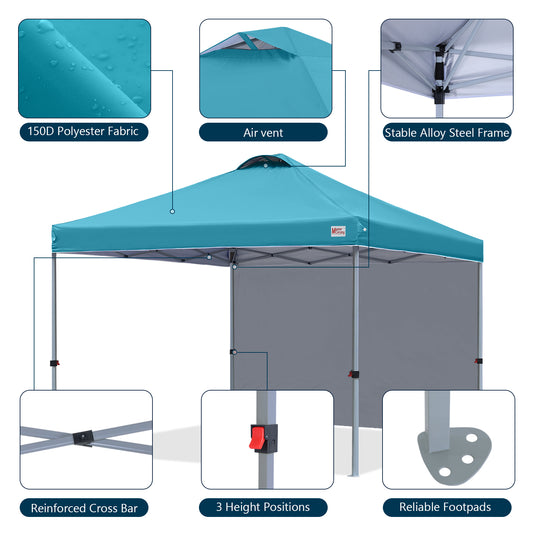 Leisure Sports Durable Pop-Up Canopy Tent with Sidewall - 8x8, 10x10