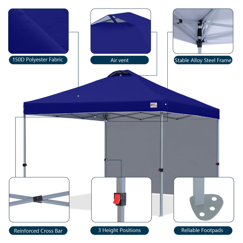Load image into Gallery viewer, Leisure Sports Durable Ez Pop-Up Canopy Tent with One Sidewall - 8x8, 10x10, 12x12
