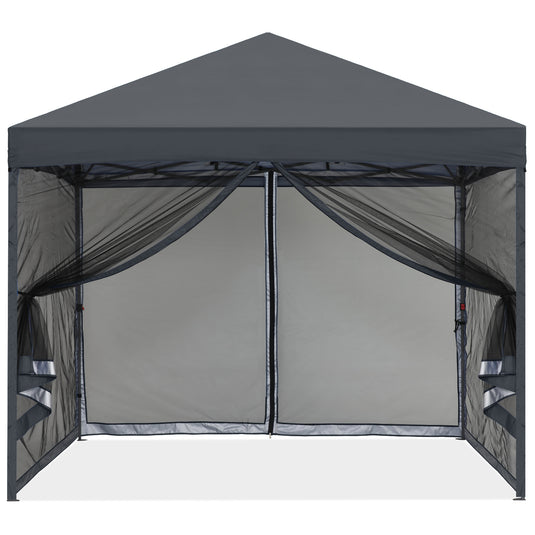 Leisure Sports Pop-Up Easy Setup Outdoor Canopy Tent with Netting Screen Walls - 8x8, 10x10