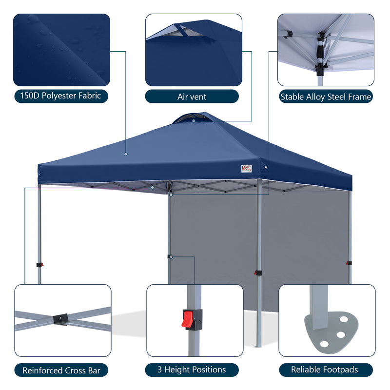 Load image into Gallery viewer, Leisure Sports Durable Ez Pop-Up Canopy Tent with One Sidewall - 8x8, 10x10, 12x12
