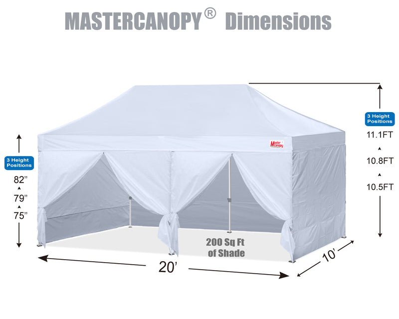 Load image into Gallery viewer, Mastercanopy Lite-30 Commercial Canopy Tent with Sidewalls - 10x10, 10x15, 10x20
