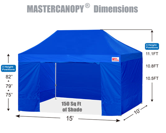 Mastercanopy Lite-30 Commercial Canopy Tent with Sidewalls - 10x10, 10x15, 10x20