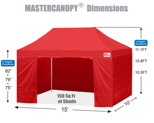 Mastercanopy Lite-30 Commercial Canopy Tent with Sidewalls - 10x10, 10x15, 10x20
