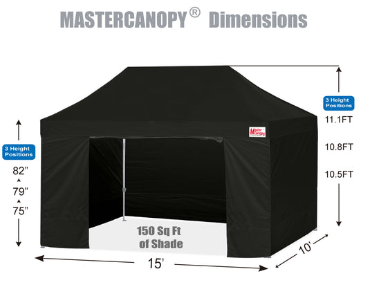 Mastercanopy Lite-30 Commercial Canopy Tent with Sidewalls - 10x10, 10x15, 10x20