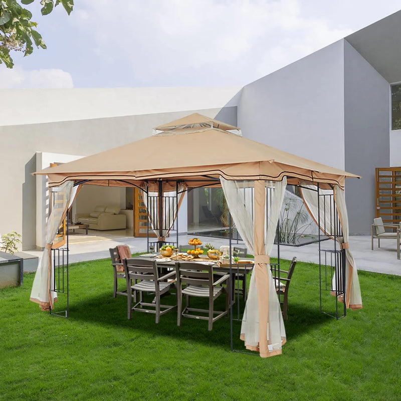 Load image into Gallery viewer, 11x11 Patio Outdoor Gazebo with Netting Screen Walls and Corner Shelf Design-CA
