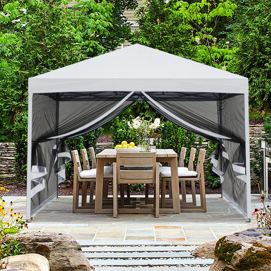Leisure Sports Pop-Up Easy Setup Outdoor Canopy Tent with Netting Screen Walls - 8x8, 10x10