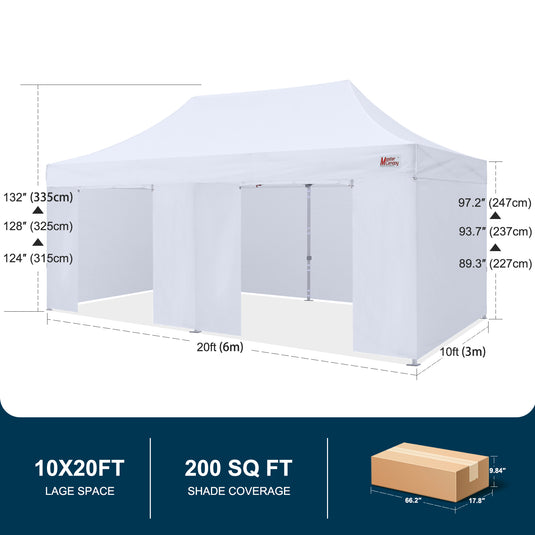 Mastercanopy Core-35 Premium Heavy Duty Instant Canopy Tent with Sidewalls - 10x10, 10x15, 10x20
