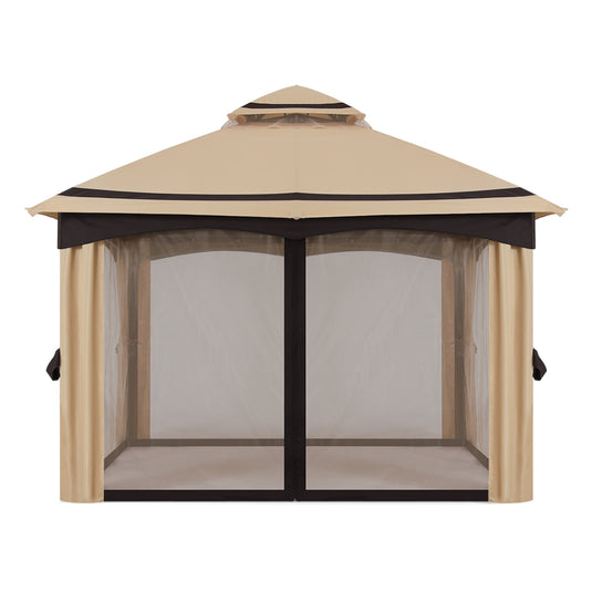 8x8/10x10/10x12 Outdoor Double Soft-Top Patio Gazebo with Mosquito Netting