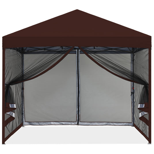 Leisure Sports Pop-Up Easy Setup Outdoor Canopy Tent with Netting Screen Walls - 8x8, 10x10