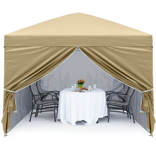 10x10 Leisure Sports Pop-Up Canopy Tent with Church Window Sidewalls-CA