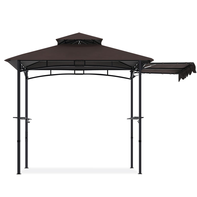 Load image into Gallery viewer, 11x5 Grill Gazebo with Extra Side Awning Outdoor BBQ Gazebo with 2 LED Lights
