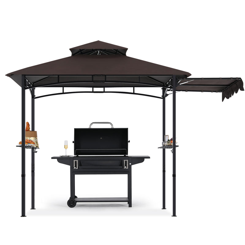 Load image into Gallery viewer, 11x5 Grill Gazebo with Extra Side Awning Outdoor BBQ Gazebo with 2 LED Lights
